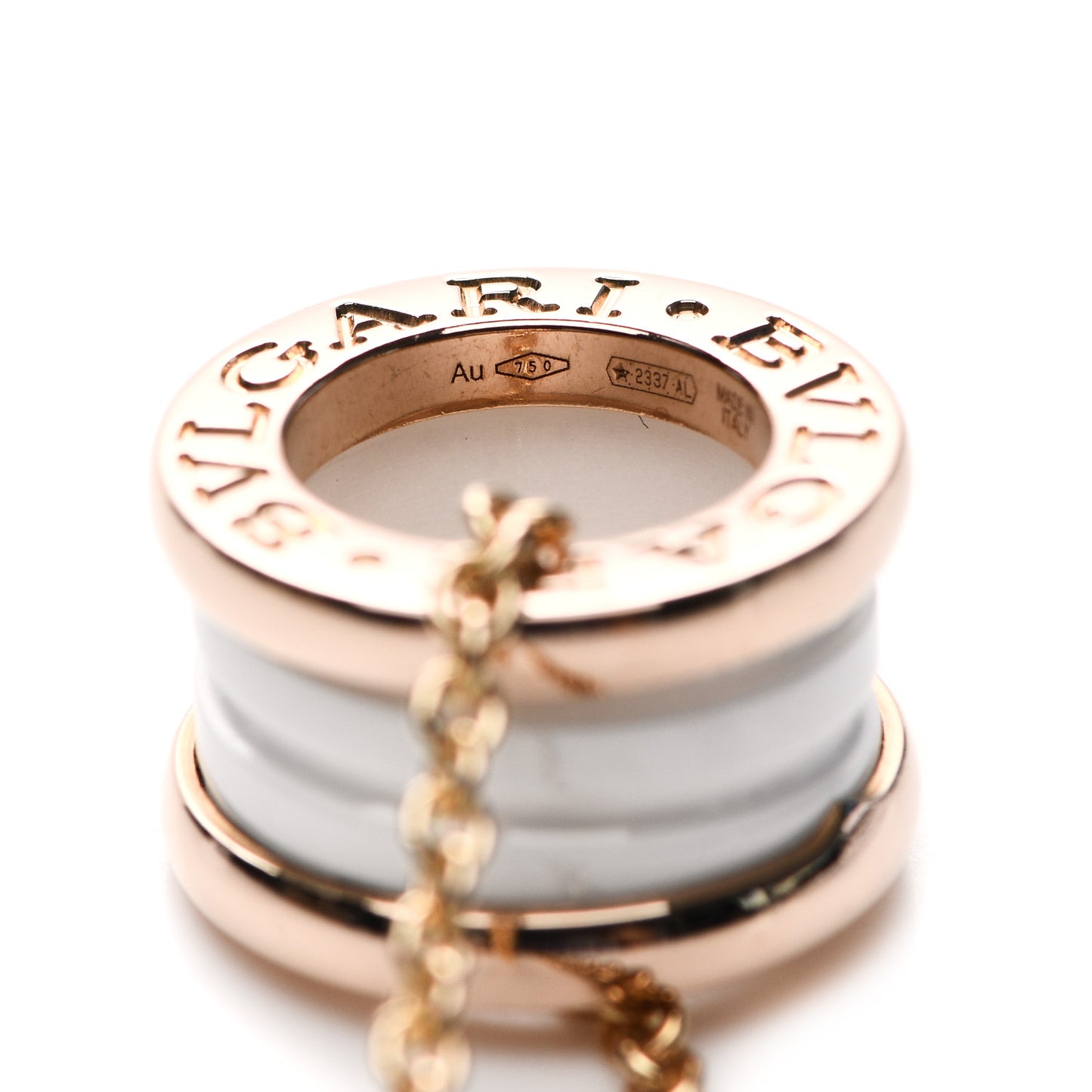 18K Rose Gold White Ceramic B.Zero1 Pendant Necklace