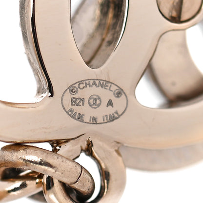 Chanel Crystal Pearl Double CC Drop Earrings Gold Silver 3 of 5