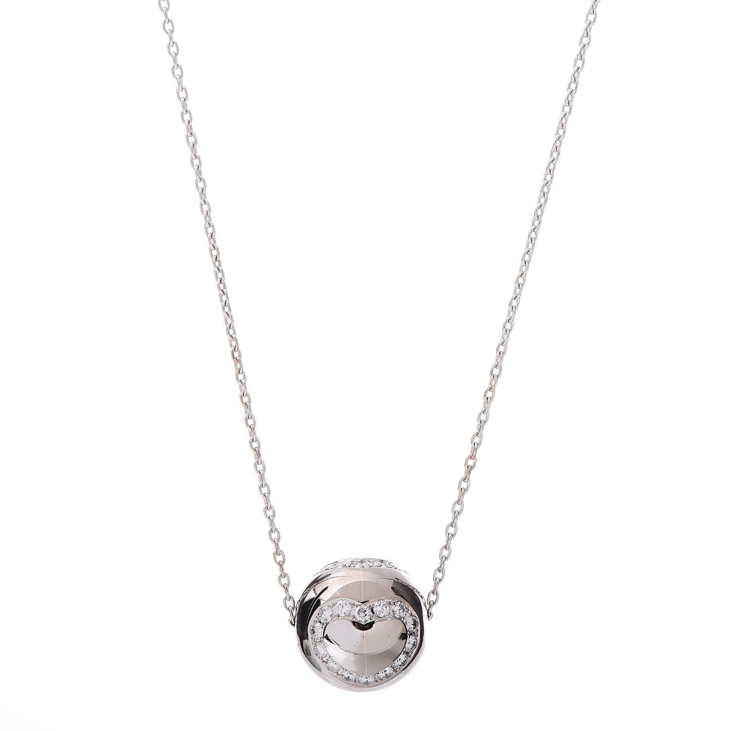Chopard 18K White Gold Diamond Heart Ball Pendant Necklace 1 of 6