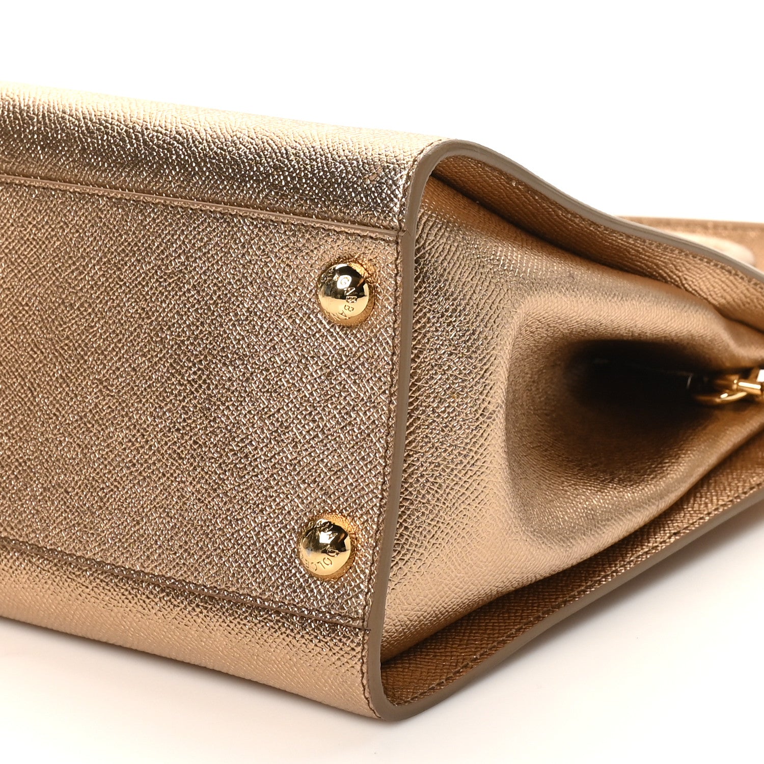 Dolce & Gabbana Metallic Dauphine Medium Frame Tote Gold 1792064