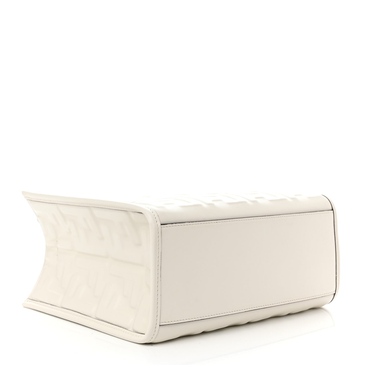 Vitello Plexiglass FF Embossed Small Fendi Sunshine Shopper Tote White