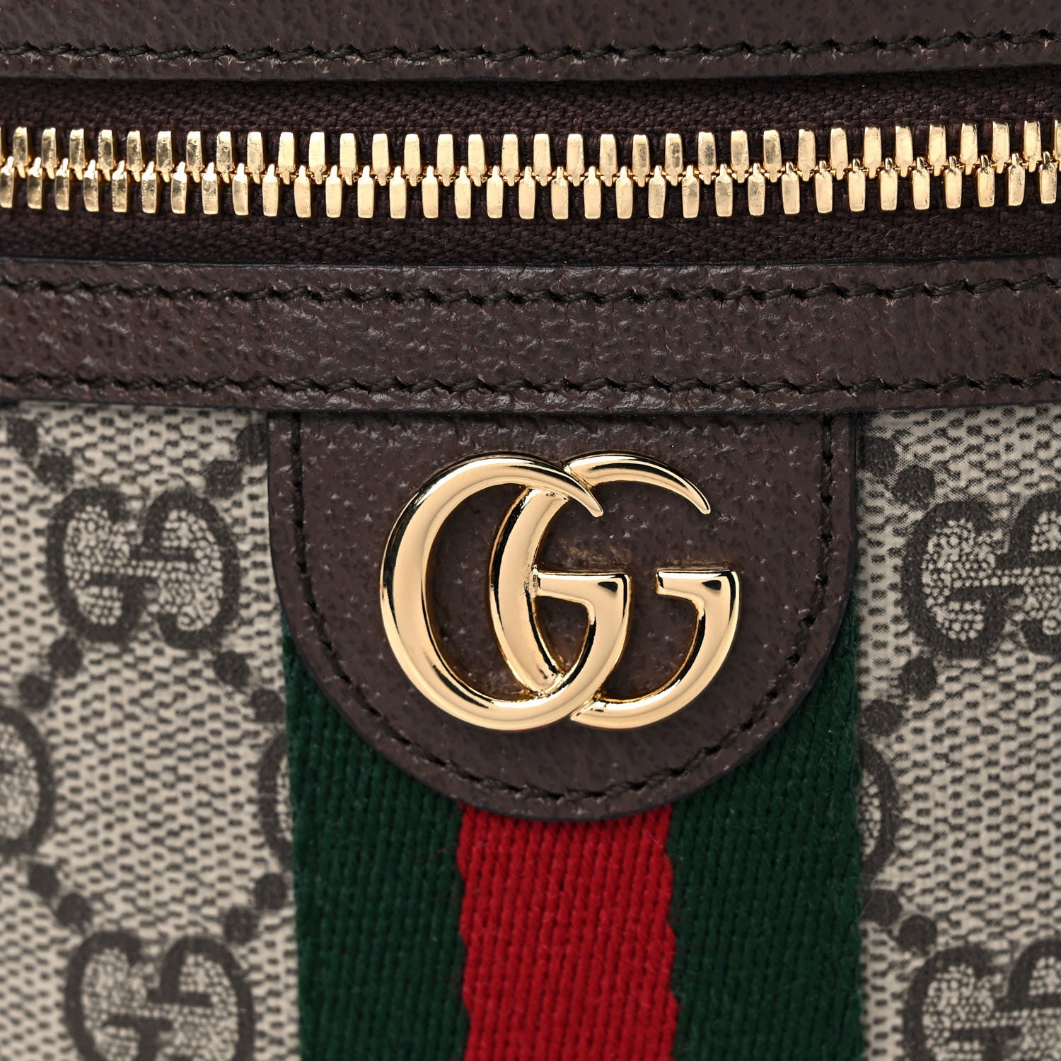 Gucci GG Supreme Monogram Textured Calfskin Web Ophidia Vanity Cosmetic Case Beige Ebony New Acero 10 of 11