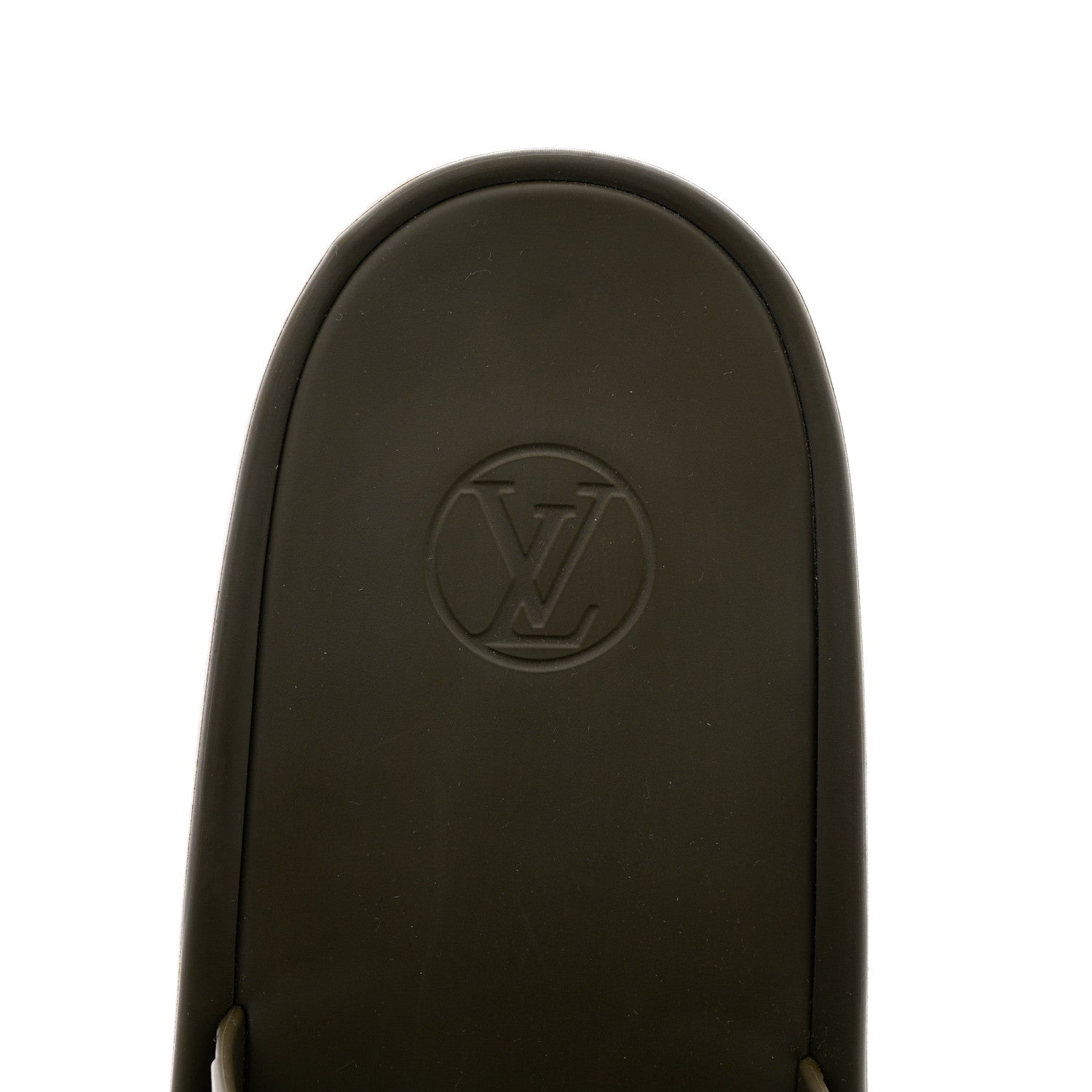 Louis Vuitton Matte Rubber Monogram Embossed Sunbath Slide Sandals 38 Khaki 6 of 9