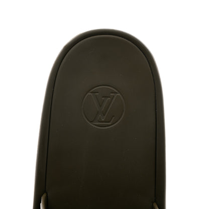 Louis Vuitton Matte Rubber Monogram Embossed Sunbath Slide Sandals 38 Khaki 6 of 9