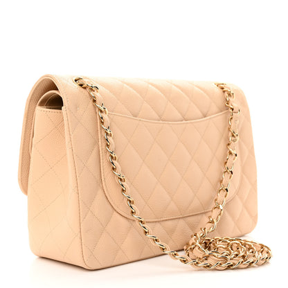 Chanel Caviar Quilted Jumbo Double Flap Beige 3 of 12