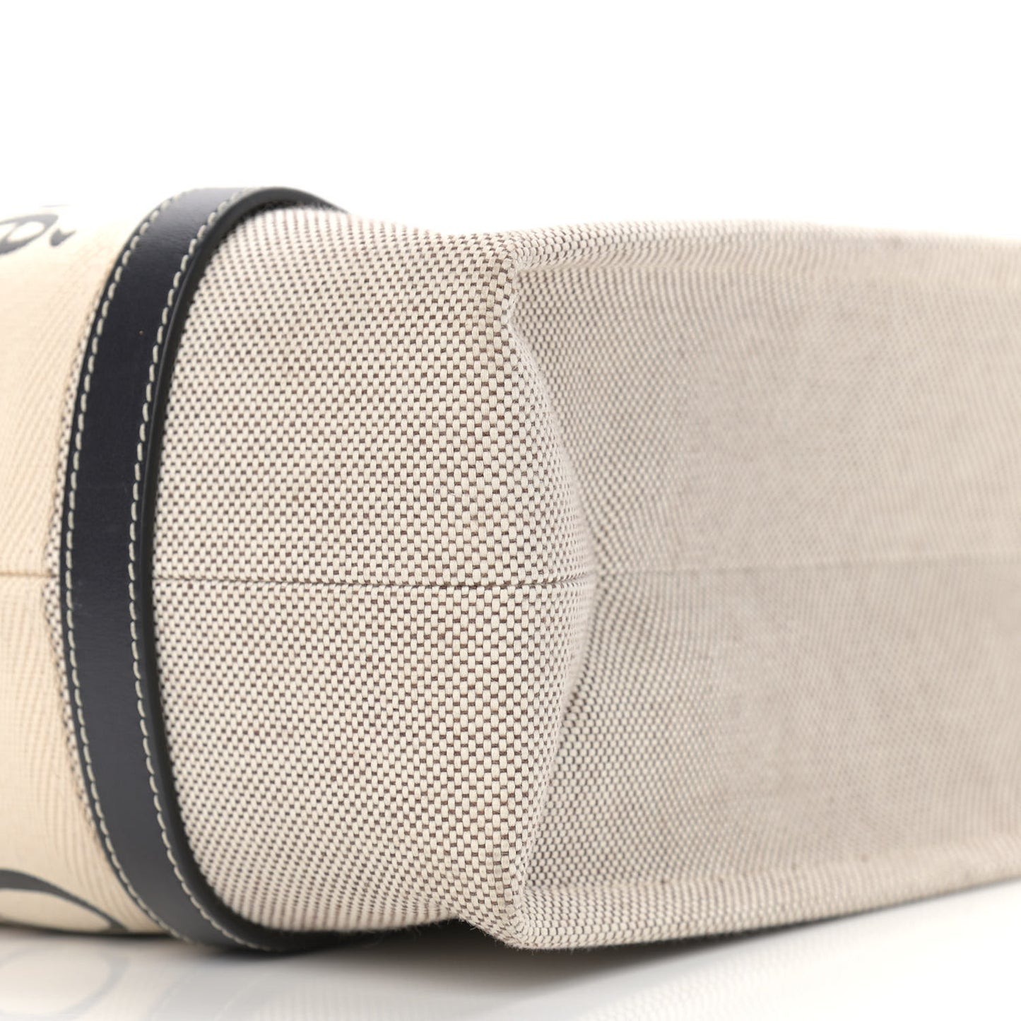 Cotton Calfskin Medium Woody Ribbon Tote White Black