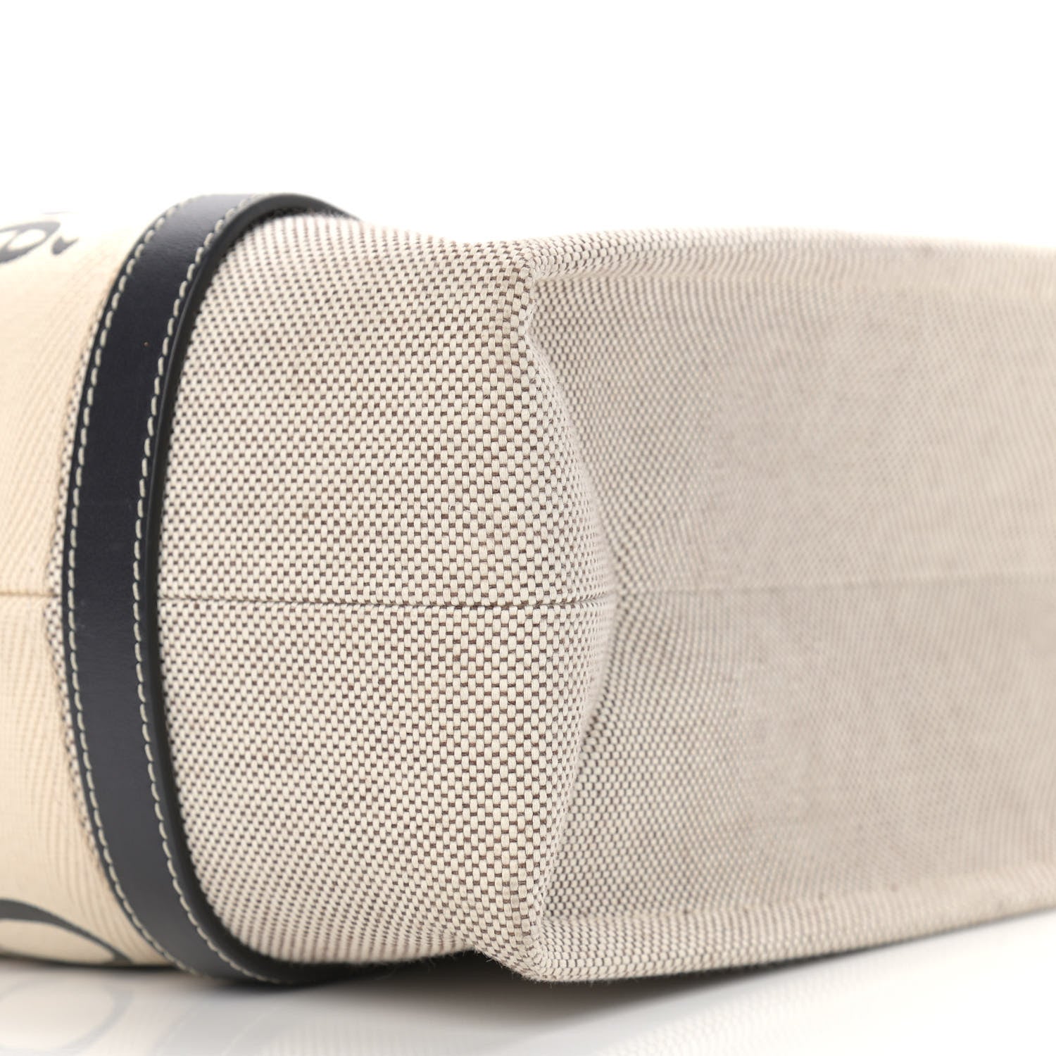 Chloe Cotton Calfskin Medium Woody Ribbon Tote White Black 9 of 12