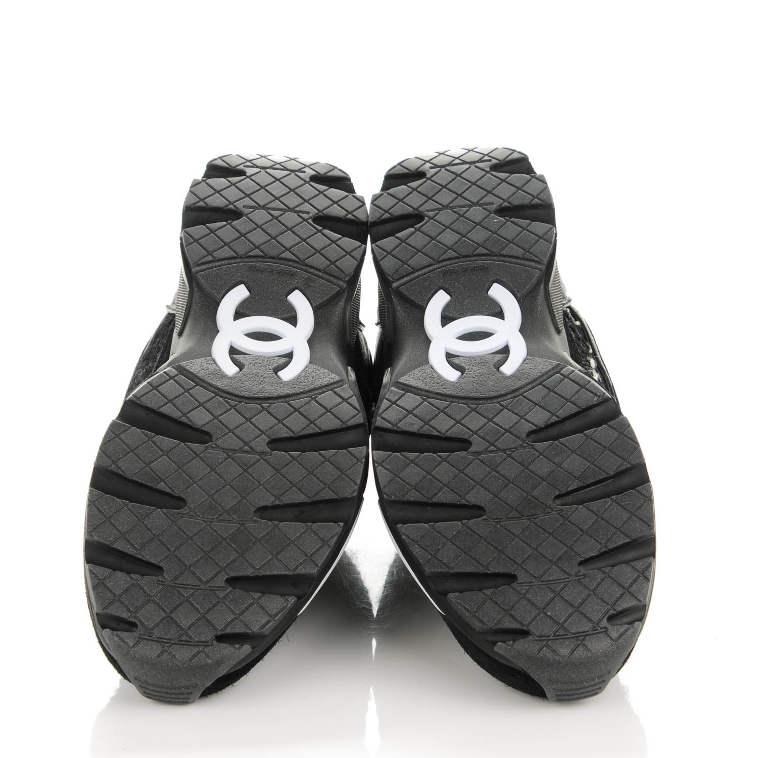 Chanel Suede Tweed Goatskin CC Sneakers 35.5 Black 5 of 7