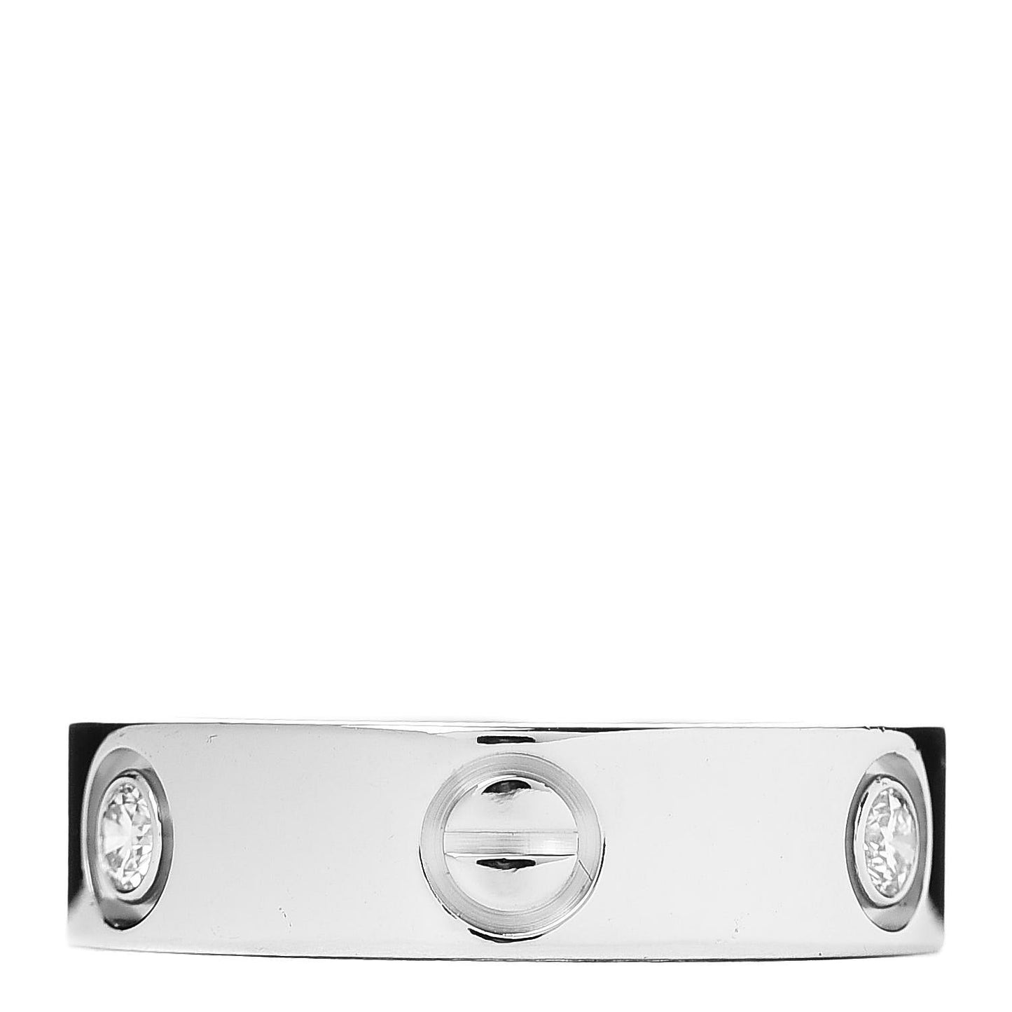 18K White Gold 3 Diamond 5.5mm LOVE Ring 54 7