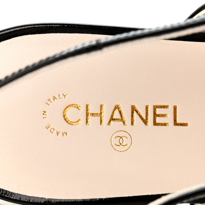 Chanel Lambskin Patent Calfskin CC Slingback Flats 40 White Black 8 of 10