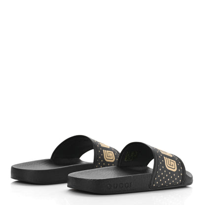 Gucci X SEGA Supreme Canvas Guccy Stars Womens Slide Sandals 35 Black Gold 3 of 8