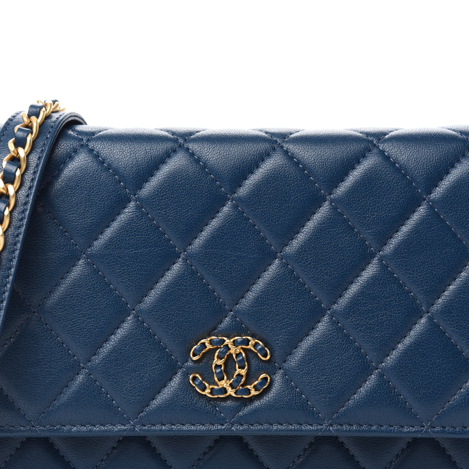 Chanel Lambskin Quilted Infinity Wallet On Chain WOC Blue 12 of 13