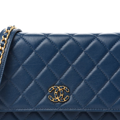 Chanel Lambskin Quilted Infinity Wallet On Chain WOC Blue 12 of 13