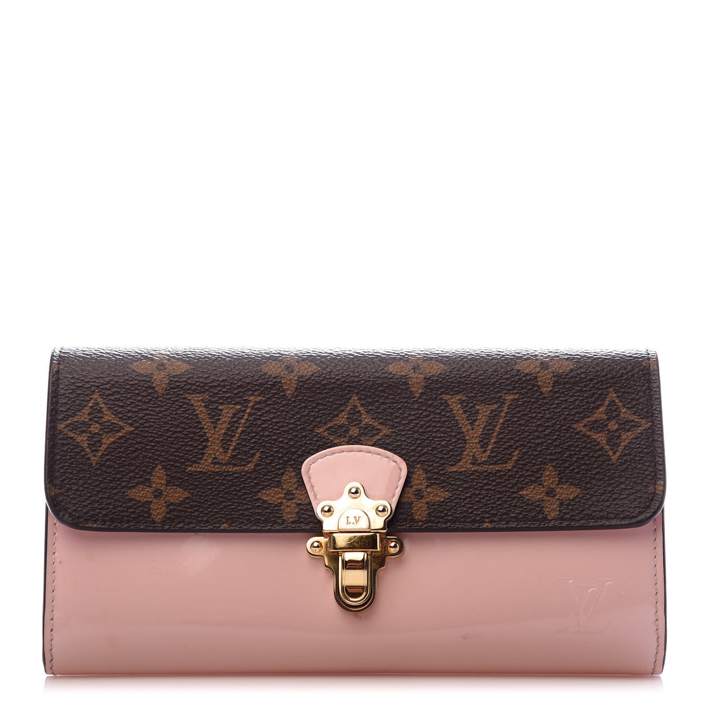 Patent Calfskin Monogram Cherrywood Wallet Rose Ballerine