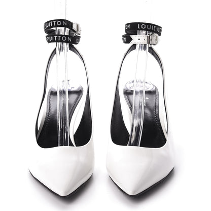 Louis Vuitton Patent Call Back Open Back Pumps 38.5 White 2 of 8