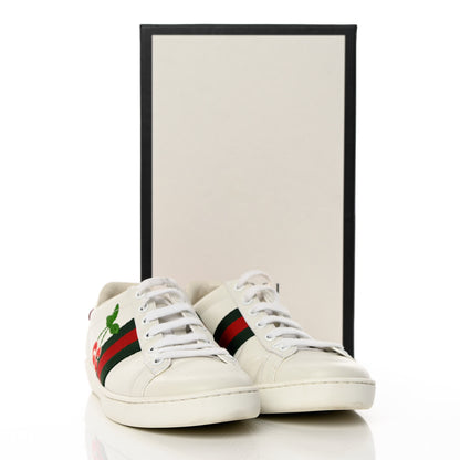 Gucci Calfskin Web Cherry Embroidered Womens Ace Sneakers 37 White 17 of 18