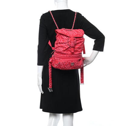 Chanel Nylon Printed Quilted Coco Neige Convertible Backpack Pink 2 of 11