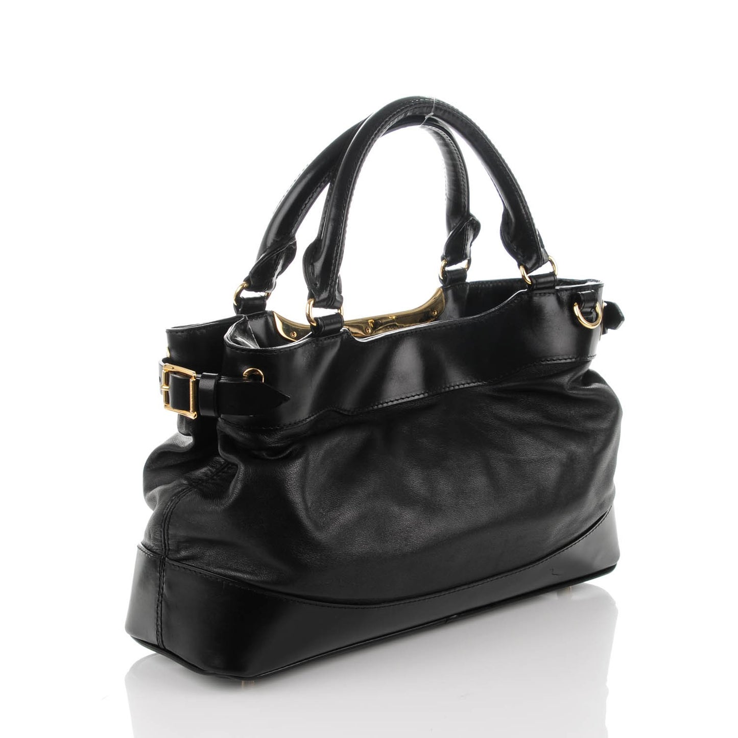 Lambskin Small Hepburn Satchel Black