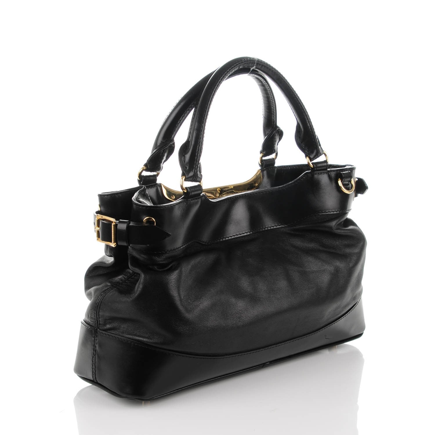 Burberry Lambskin Small Hepburn Satchel Black 3 of 8