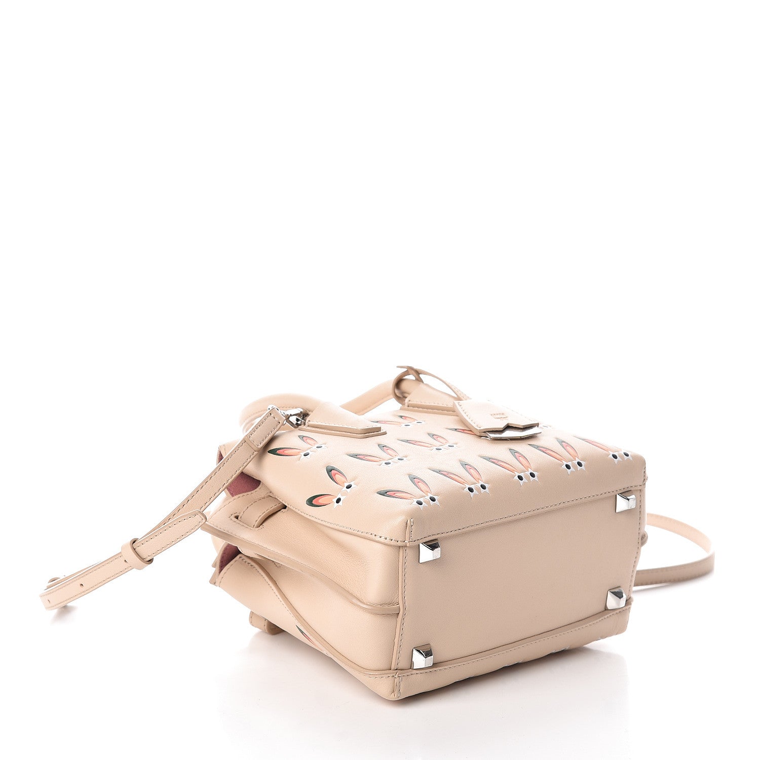 MCM Lambskin Star Eyed Bunny Mini Milla Tote Natural 4 of 9