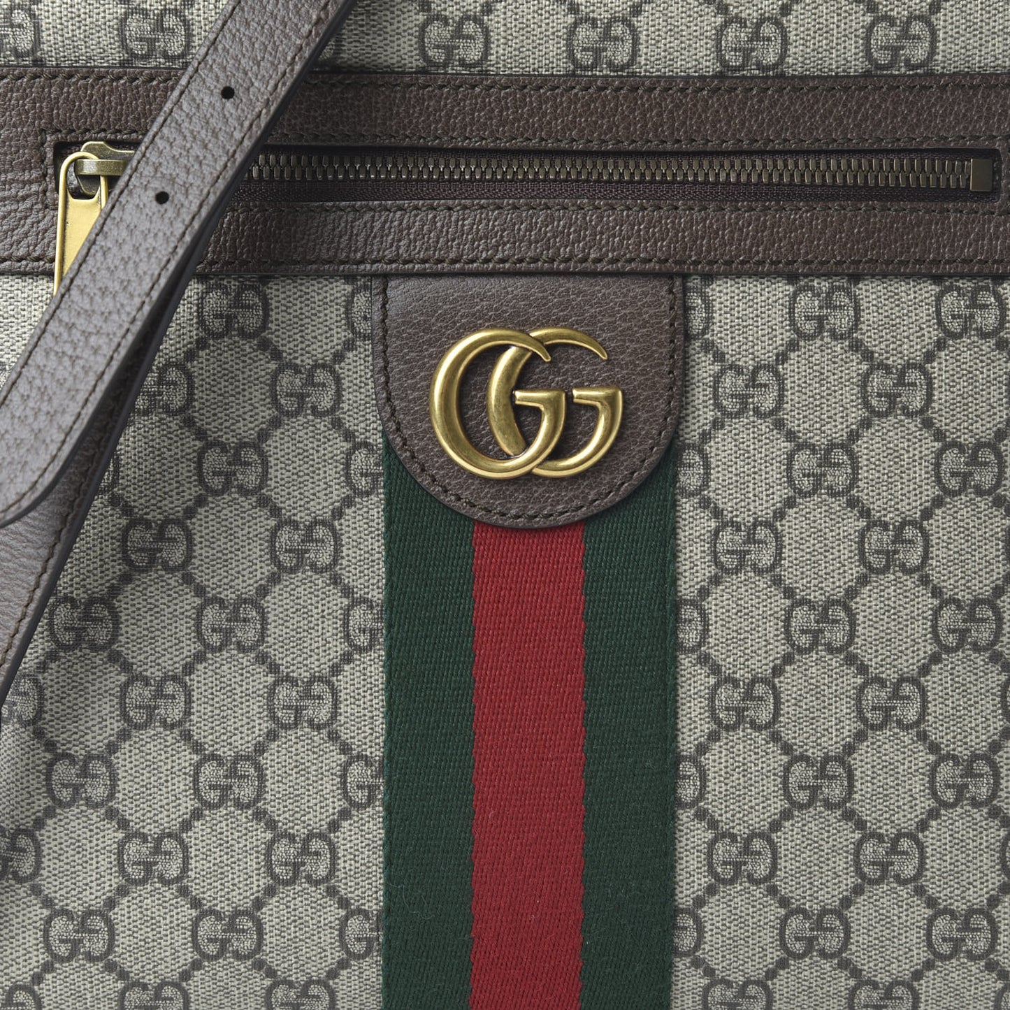 GG Supreme Monogram Web Small Ophidia Messenger Bag Brown
