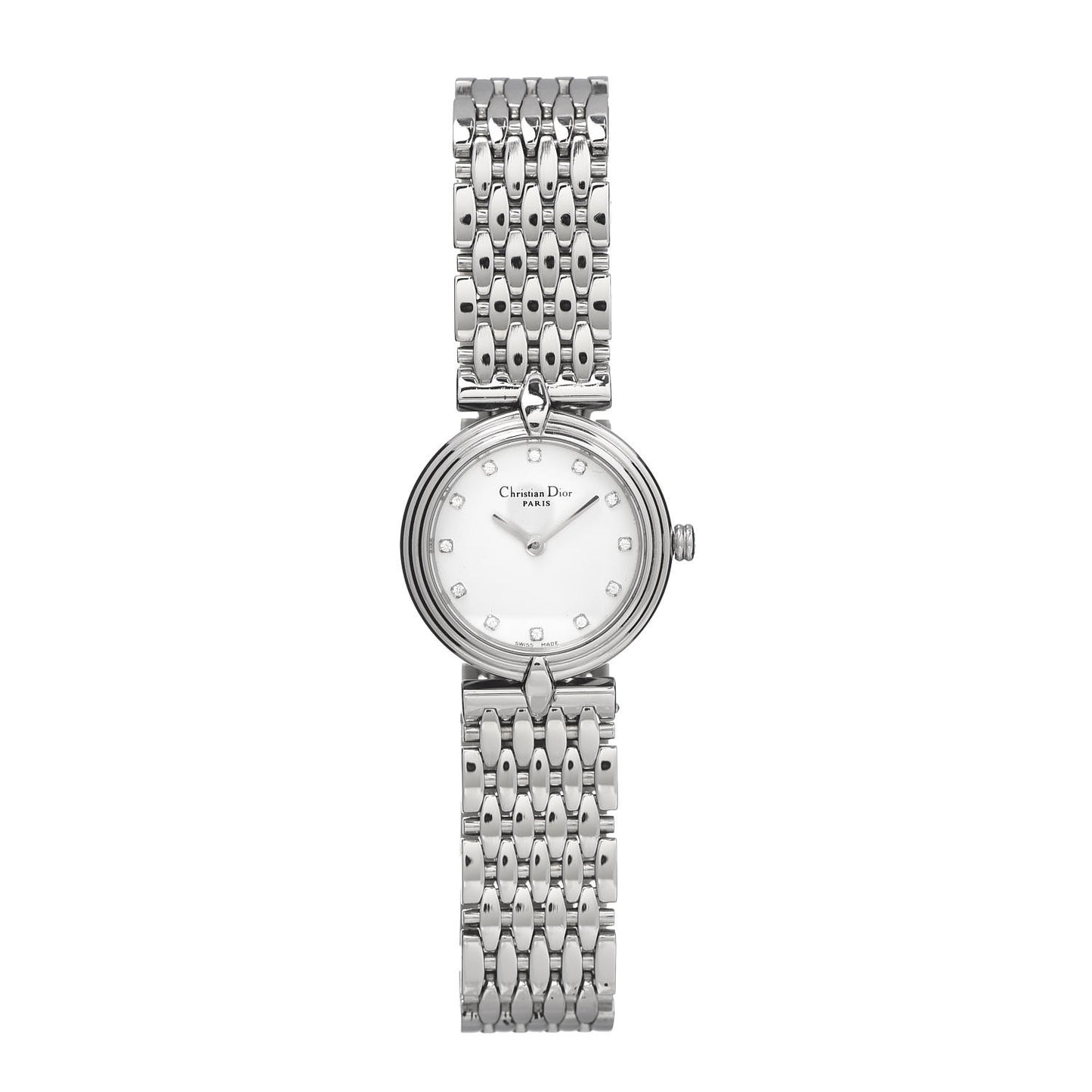 Stainless Steel Diamond 25mm Round Quartz Watch