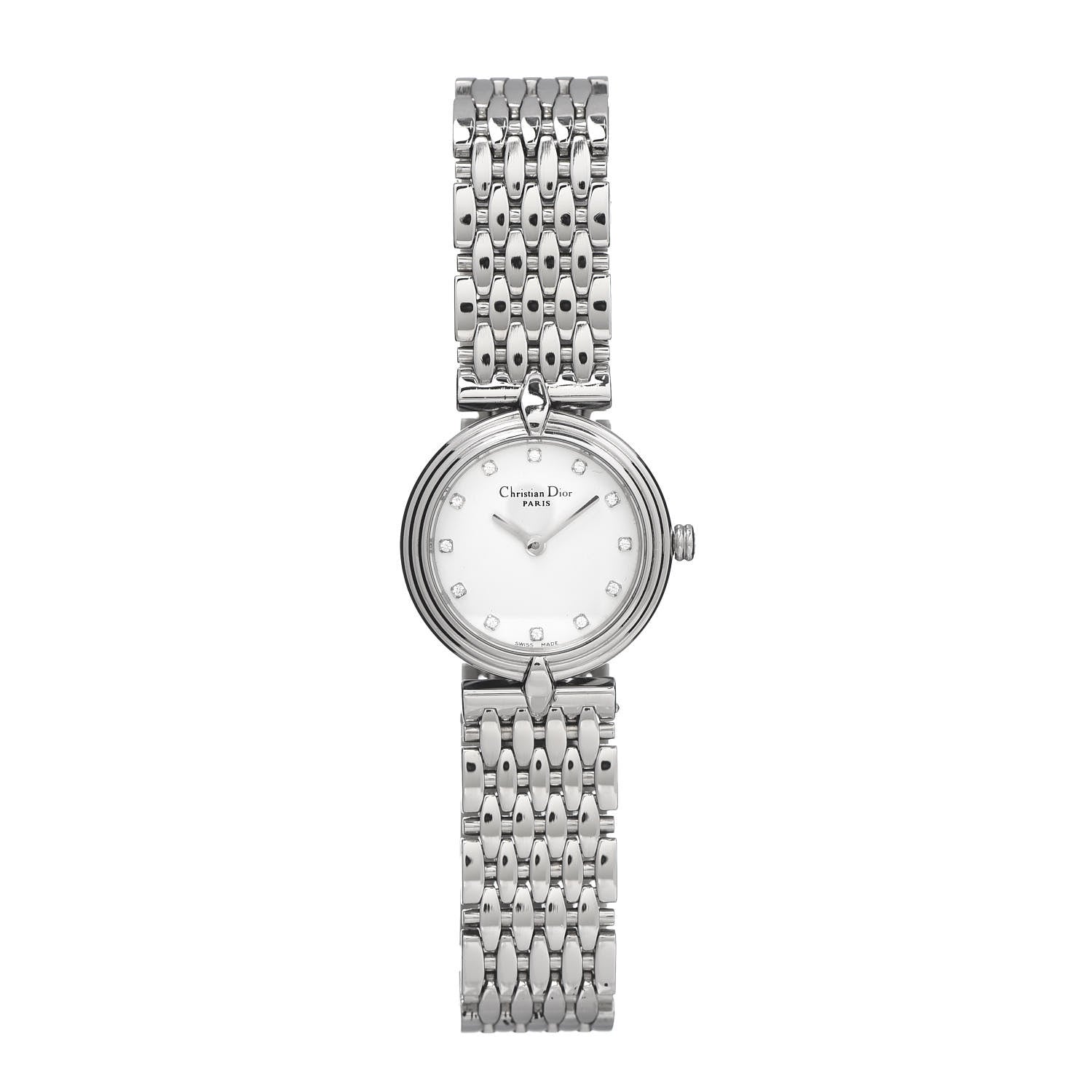 Christian Dior Stainless Steel Diamond 25mm Round Quartz Watch 1 of 5