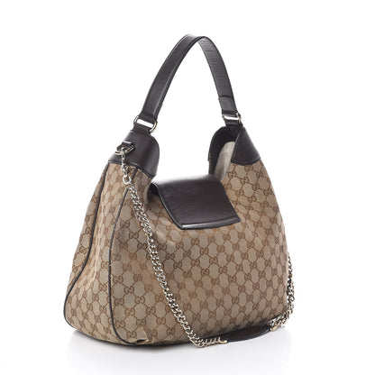 Gucci Monogram Margaux Calfskin Medium Emily Hobo Beige Ebony Cocoa 3 of 11