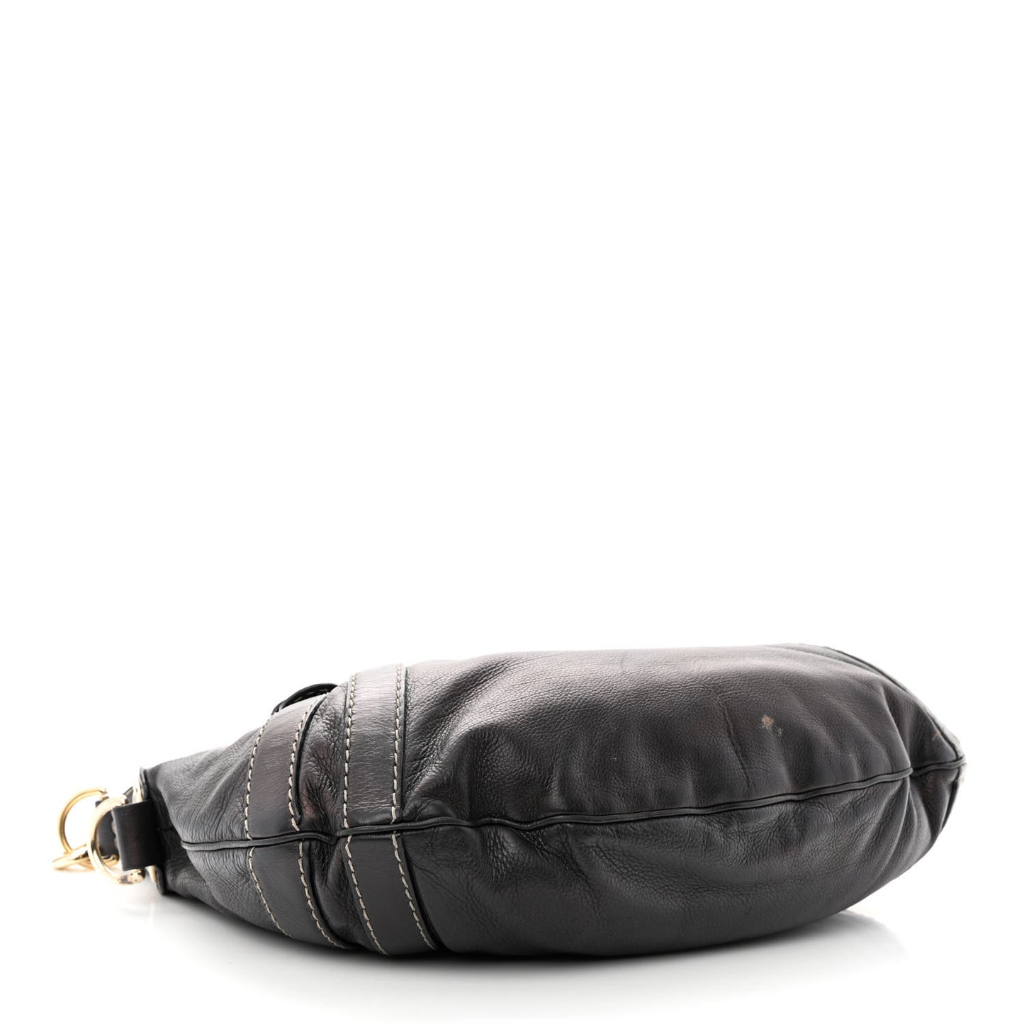Calfskin Crest Boule Hobo Black