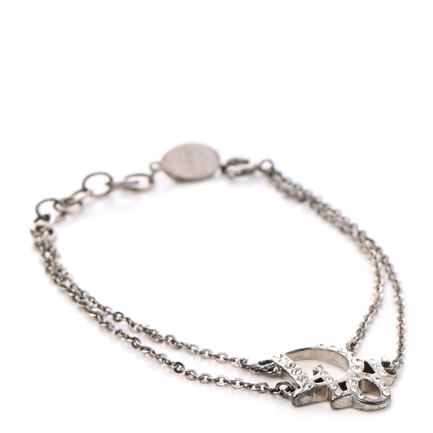 Christian Dior Crystal Logo Bracelet Silver 1 of 5