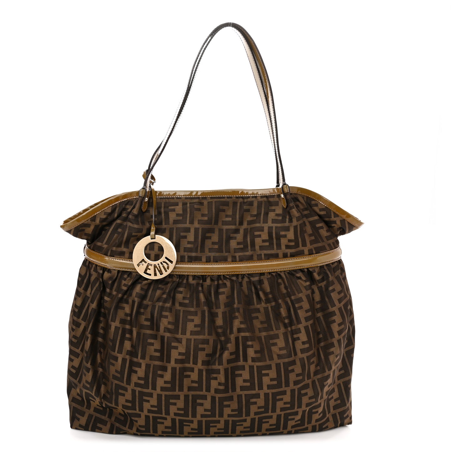 Nylon Patent Zucca Large Chef Shopper Tote Tobacco