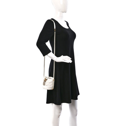 Chanel Calfskin Quilted Pearl Mini About Pearls Drawstring Bucket Bag White 2 of 9