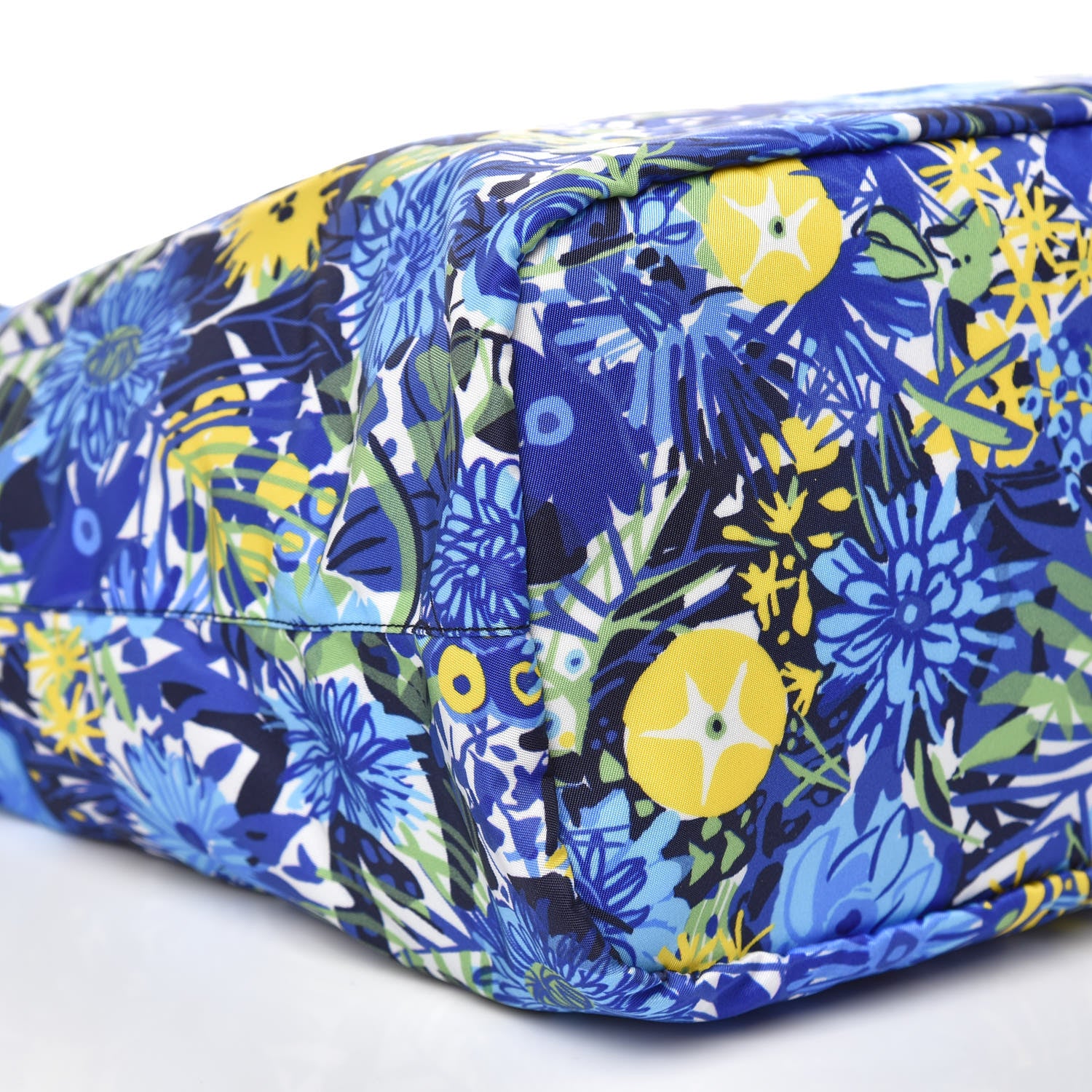 Prada Tessuto Nylon Saffiano Floral Print Tote Bluette Dis Primule 6 of 9