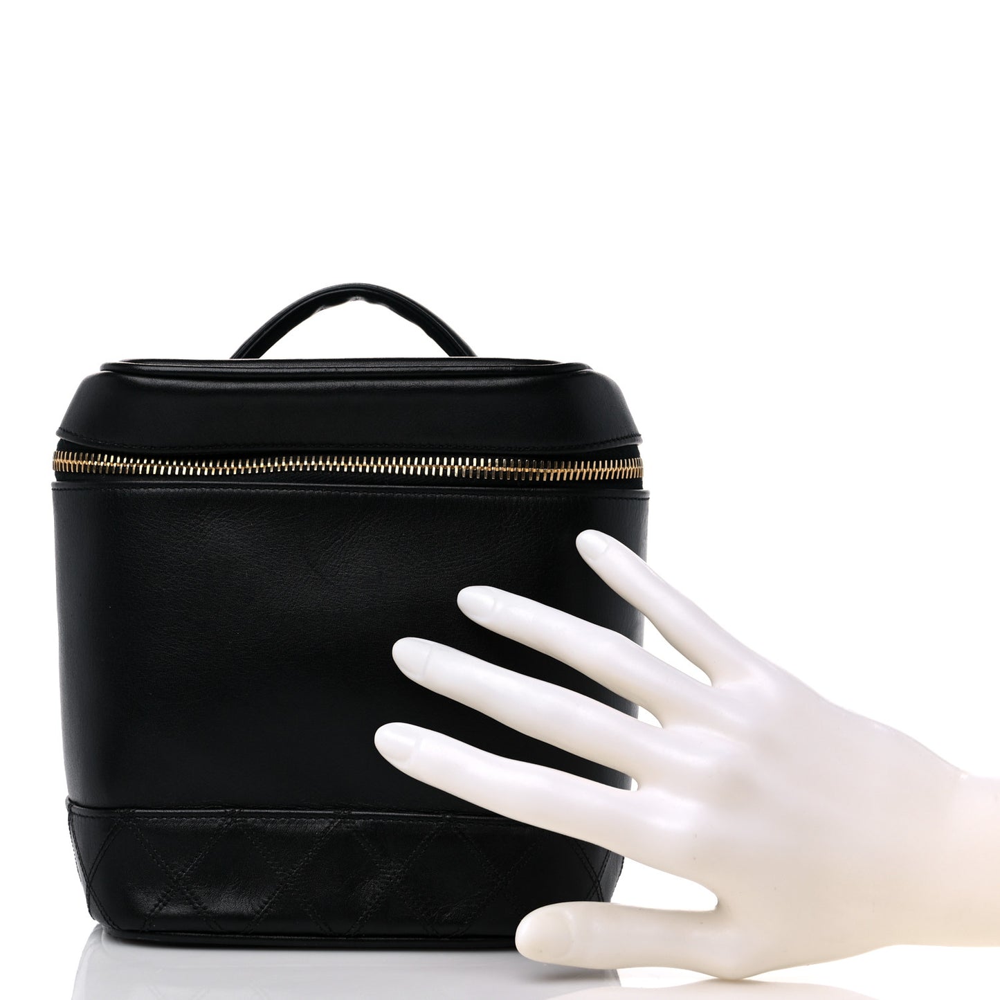 Lambskin Vanity Cosmetic Case Black