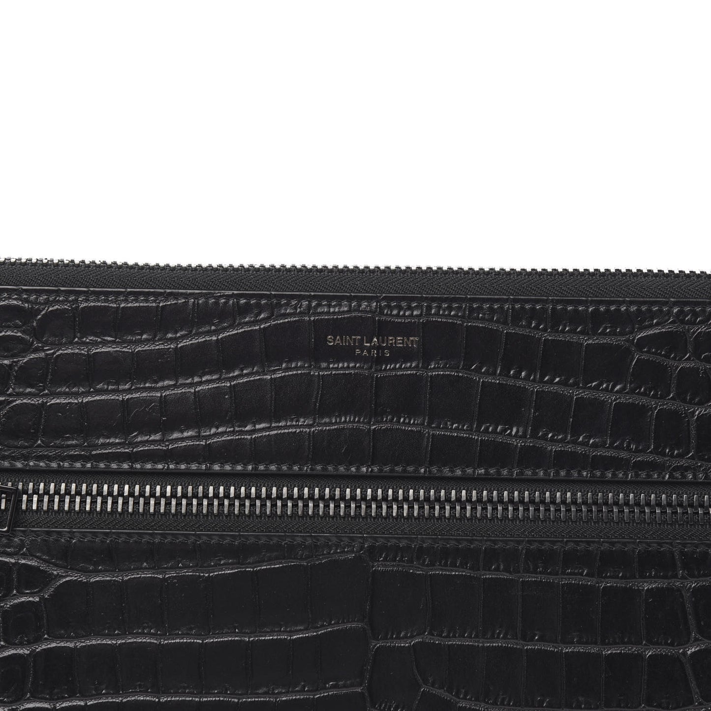 Crocodile Embossed Calfskin Rider Document Holder Black