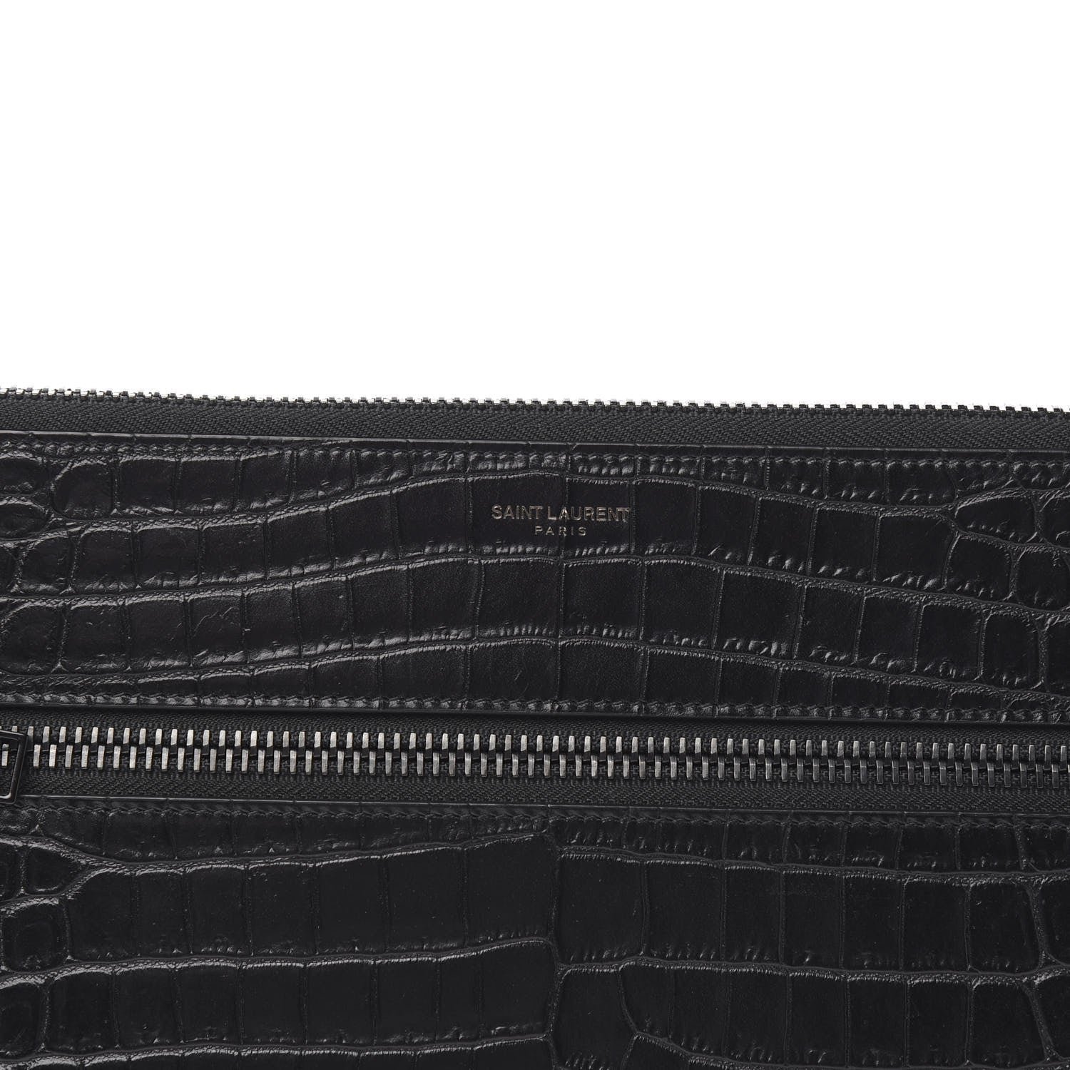 Saint Laurent Crocodile Embossed Calfskin Rider Document Holder Black 7 of 7