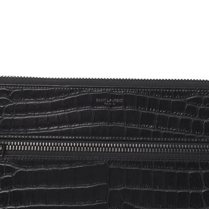 Saint Laurent Crocodile Embossed Calfskin Rider Document Holder Black 7 of 7