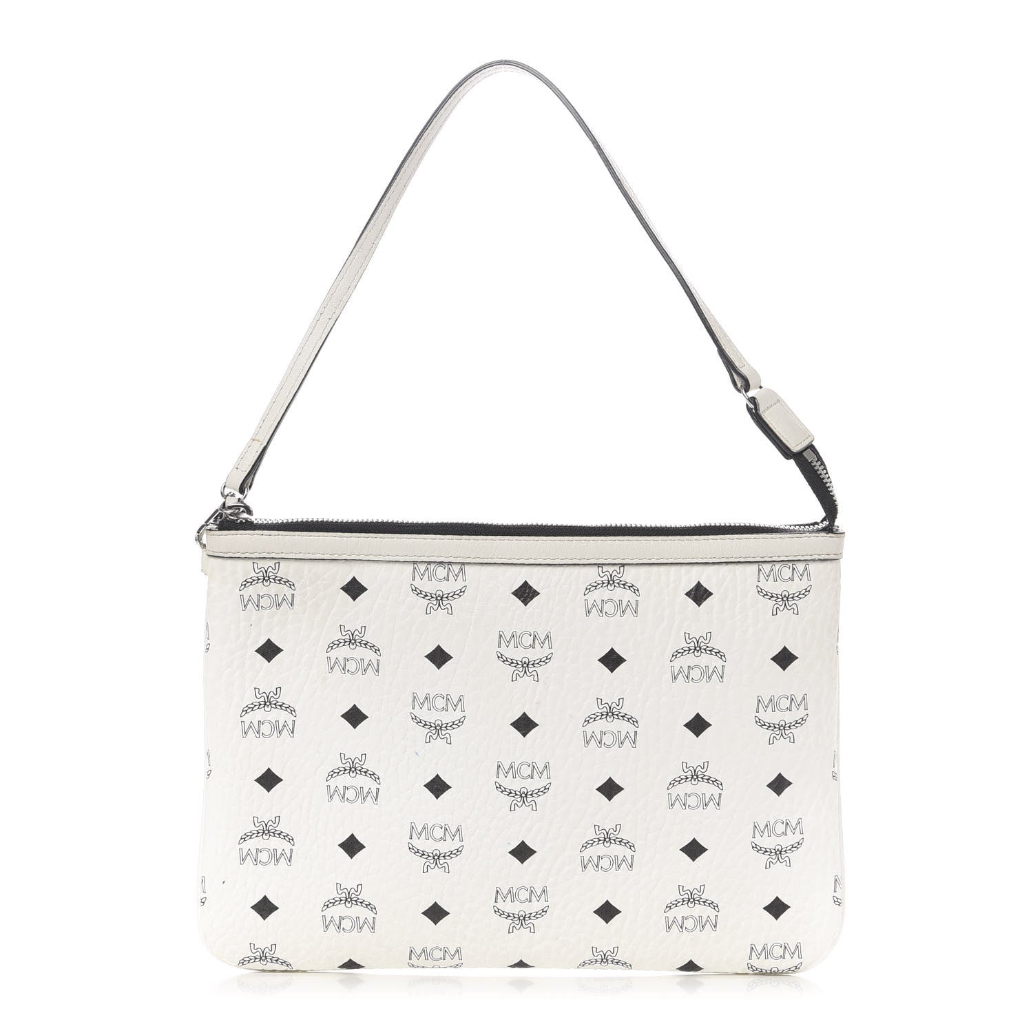 MCM Visetos Liz Shopper Tote Pouch White 1 of 13