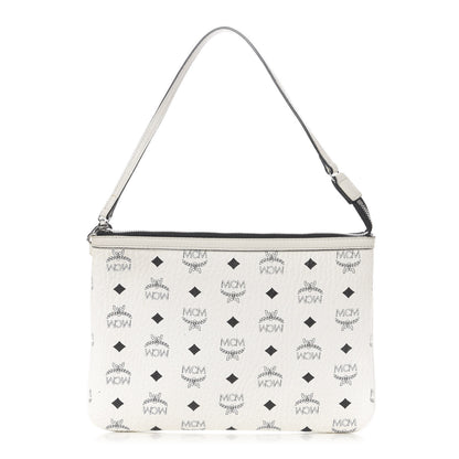 MCM Visetos Liz Shopper Tote Pouch White 1 of 13