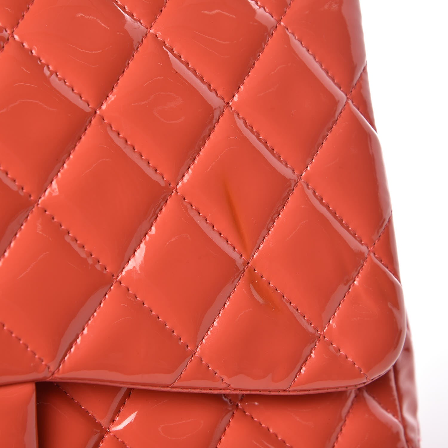 Chanel Patent Quilted Jumbo Double Flap Coral 12 of 13