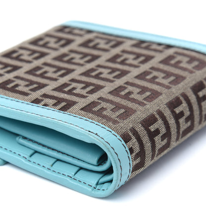 Fendi Zucchino Compact Wallet Brown Blue 14 of 18