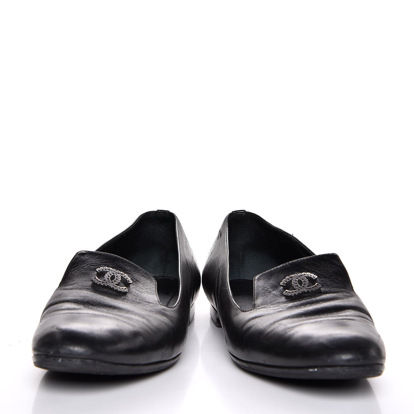 Calfskin CC Chain Loafers 38 Black