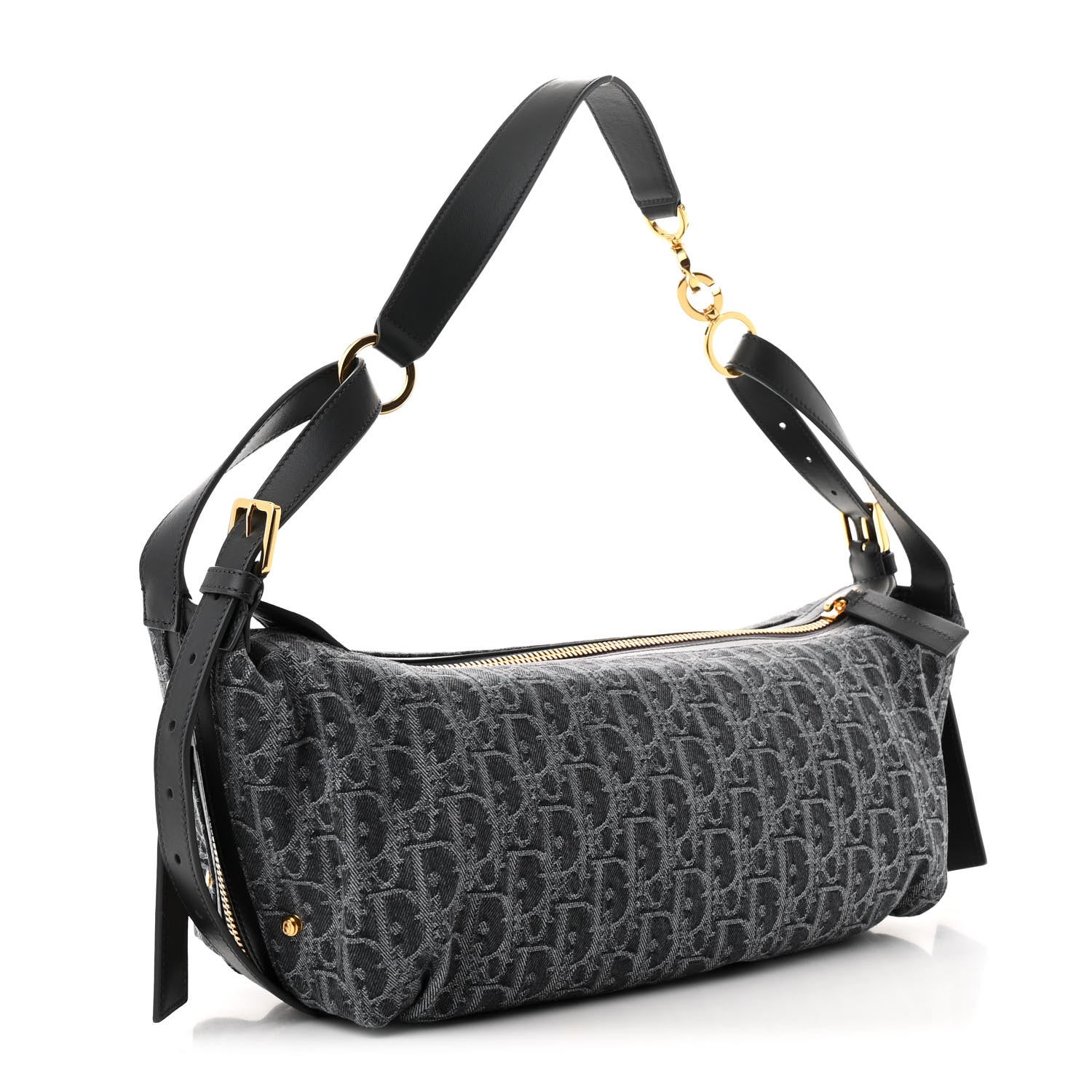 Christian Dior Oblique Denim Medium D-Journey Bag Grey 1728474