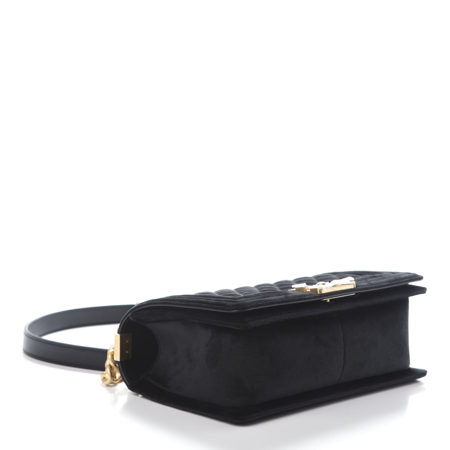 Velvet Quilted Medium Boy Flap Black