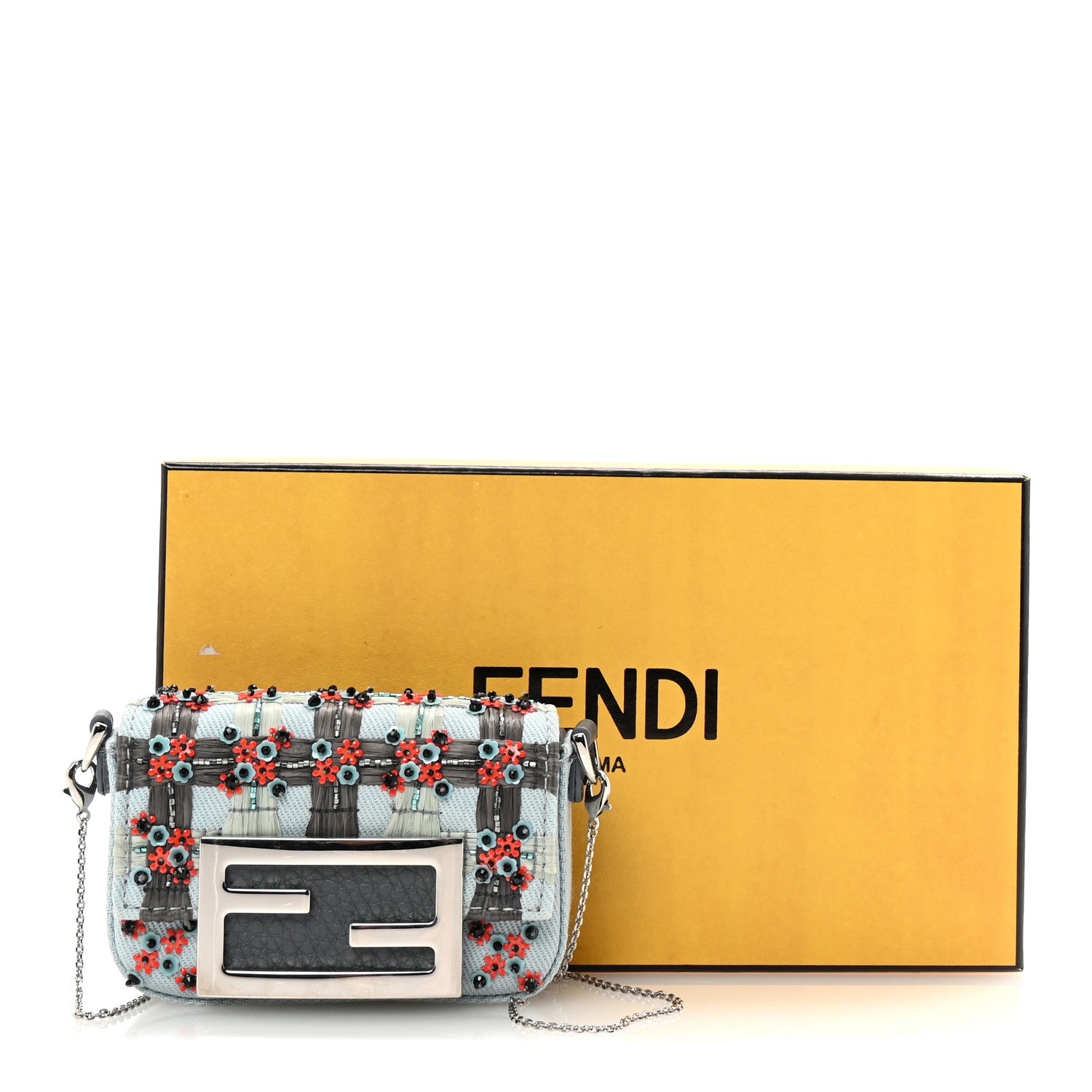 Fendi Canvas Crystal Flower Beaded Nano Baguette Charm Multicolor 9 of 9