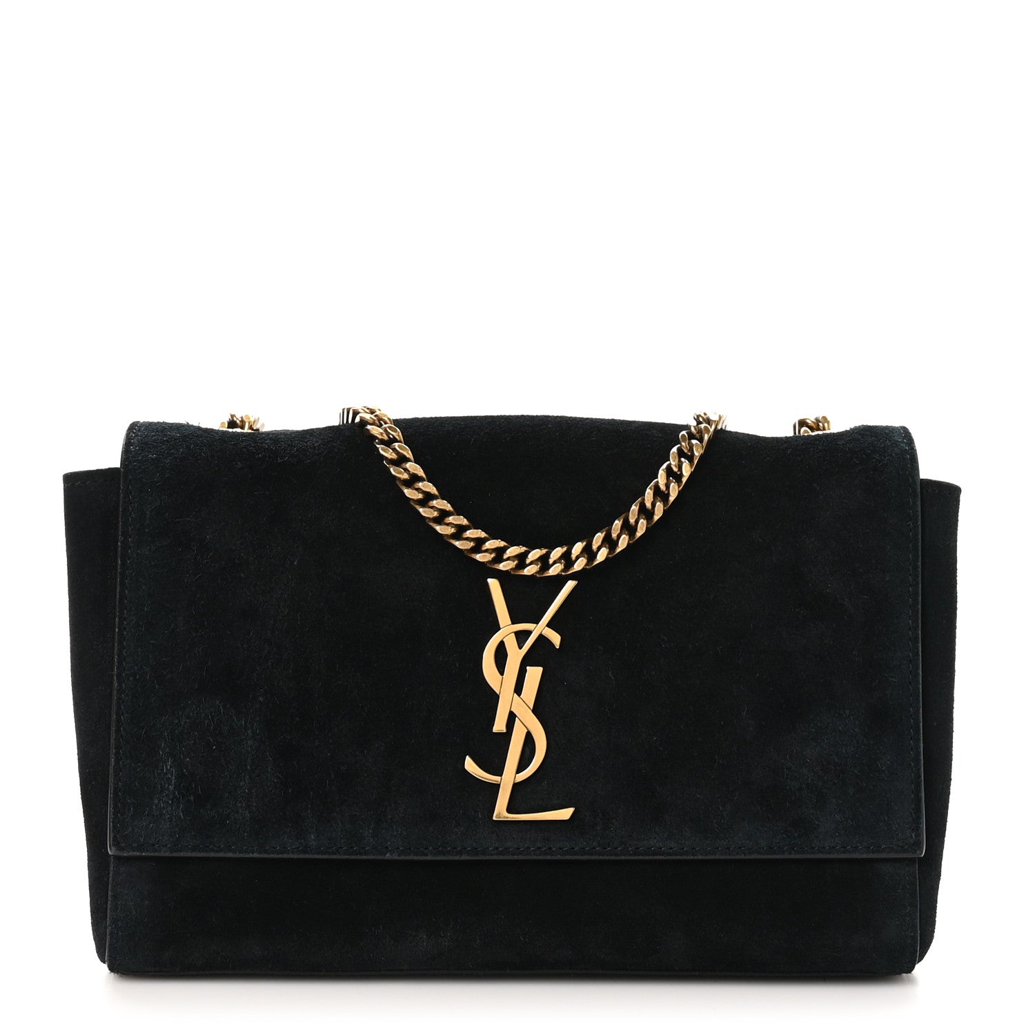 Saint Laurent Smooth Calfskin Suede Small Reversible Monogram Kate Satchel Black 1 of 18