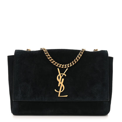 Saint Laurent Smooth Calfskin Suede Small Reversible Monogram Kate Satchel Black 1 of 18