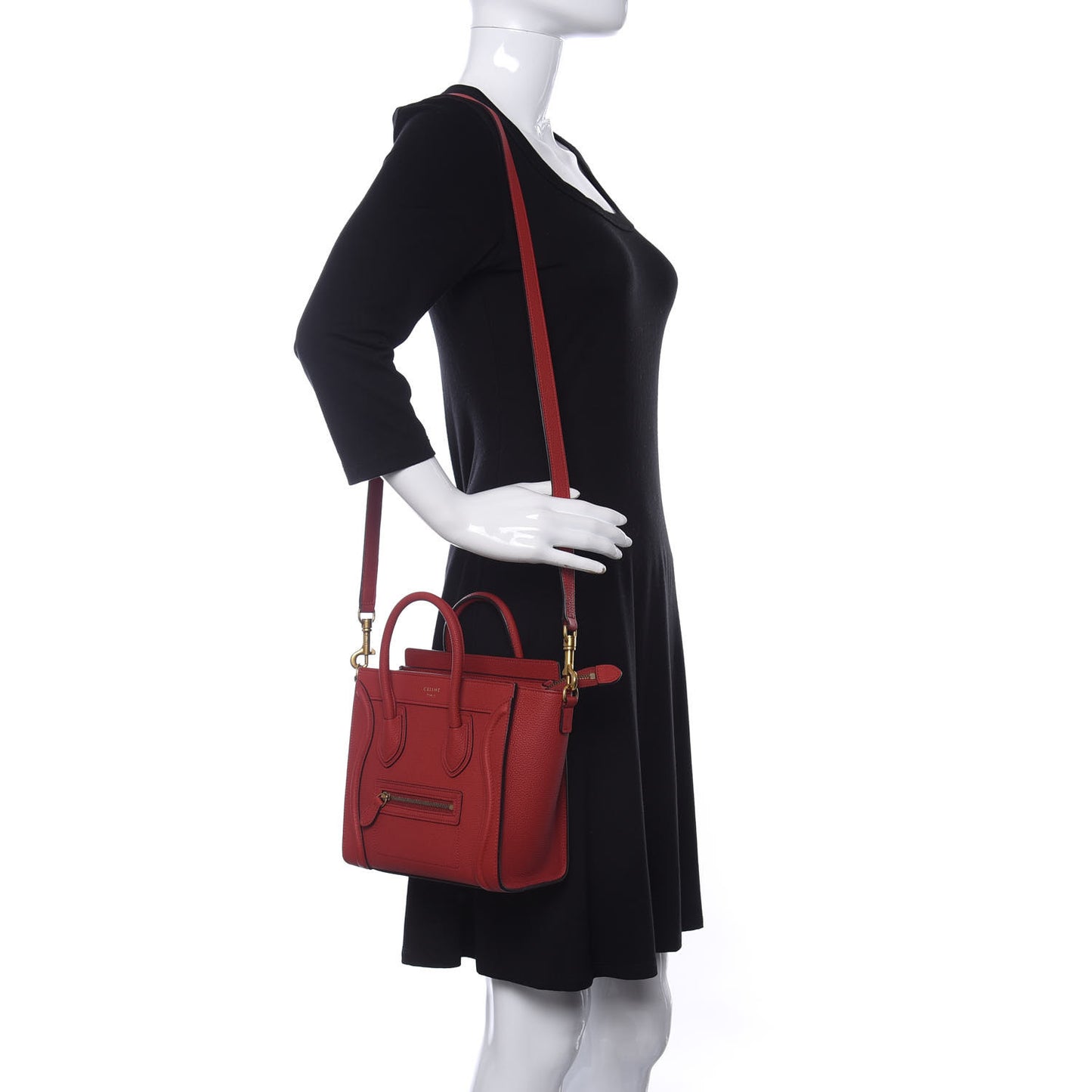 Baby Grained Calfskin Nano Luggage Red