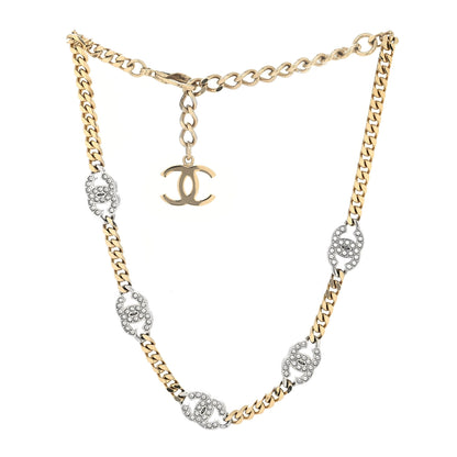 Chanel Crystal Chain CC Link Choker Gold Silver 3 of 5