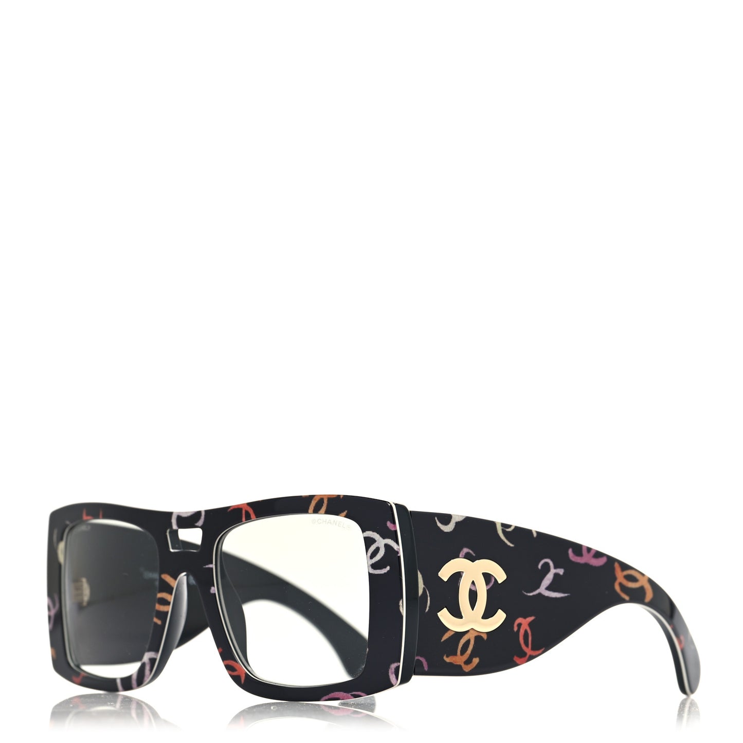 Acetate CC Logo Square Sunglasses 71628 Black Multicolor